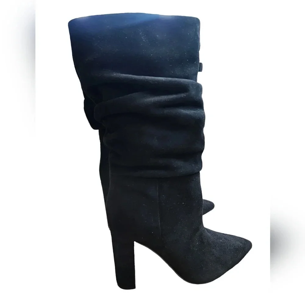 Marc Fisher Gomer Heeled Black Suede Boot Womens 7.5 NWT - Picture 7 of 11